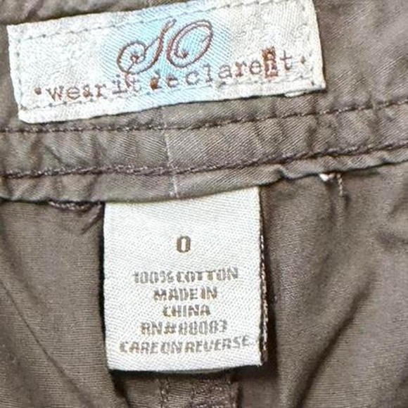 Vintage Y2K Khaki Tan SO Ruched Cinch Hem Capri Pants, Women's Size 0 - Picture 6 of 10